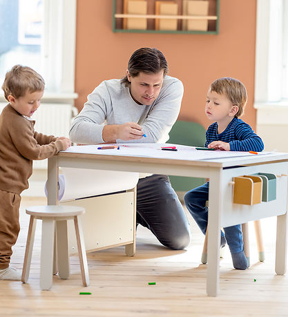 Flexa Hocker für Zeichentisch - Play - 31x32 cm - Warm Grey/Birc