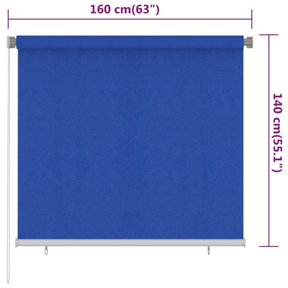 Store roulant d'extérieur 160x140 cm bleu pehd