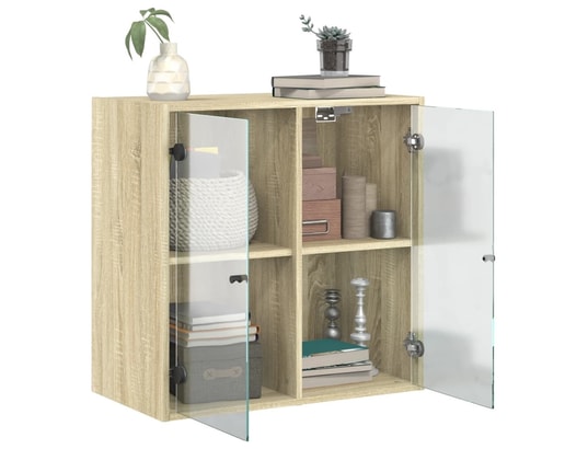 VIDAXL - Armoire de rangement Armoire murale avec portes en verre chêne sonoma 68x37x68,...