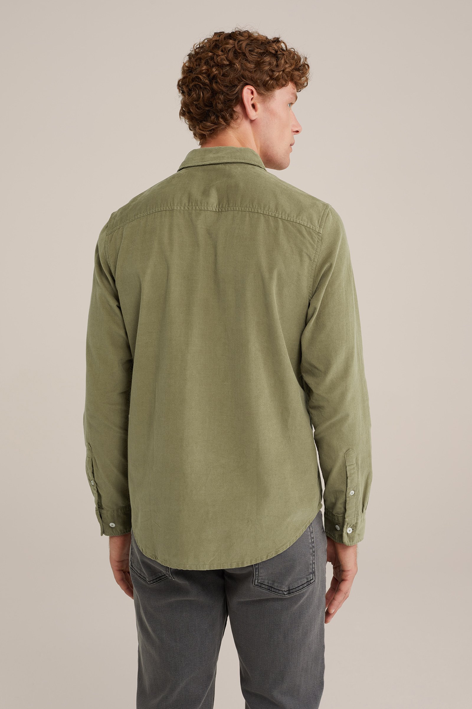 corduroy overhemd WE Fashion Olijfgroen