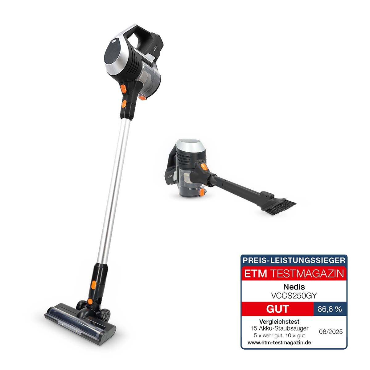 Nedis VCCS250GY Steelstofzuiger - Oranje