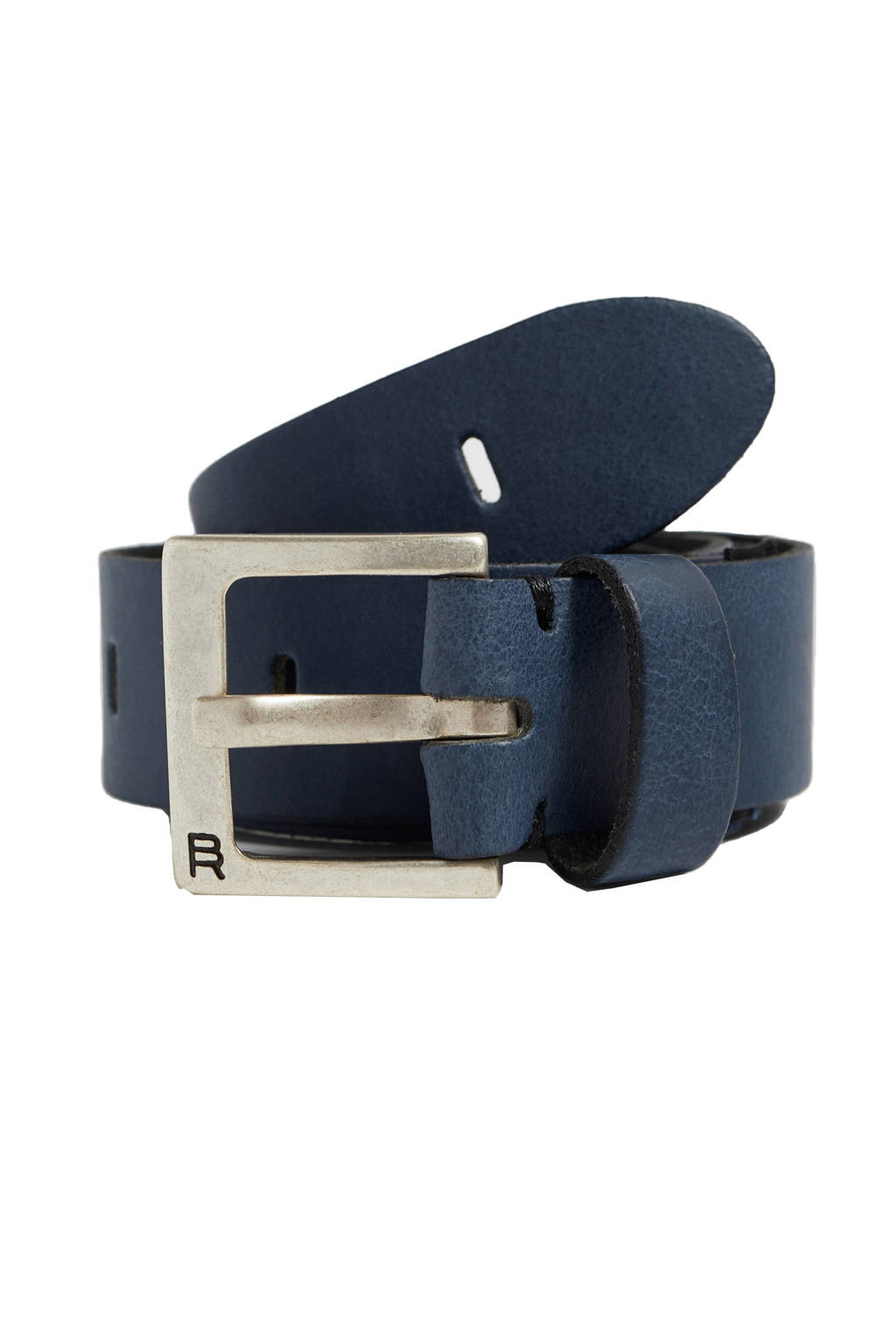 WE Fashion leren riem donkerblauw