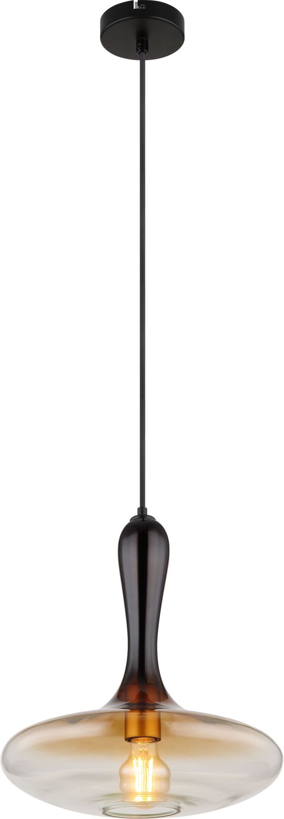 Hängeleuchte - schwarz matt - goldfarben- rauchfarben - Ø 33 cm