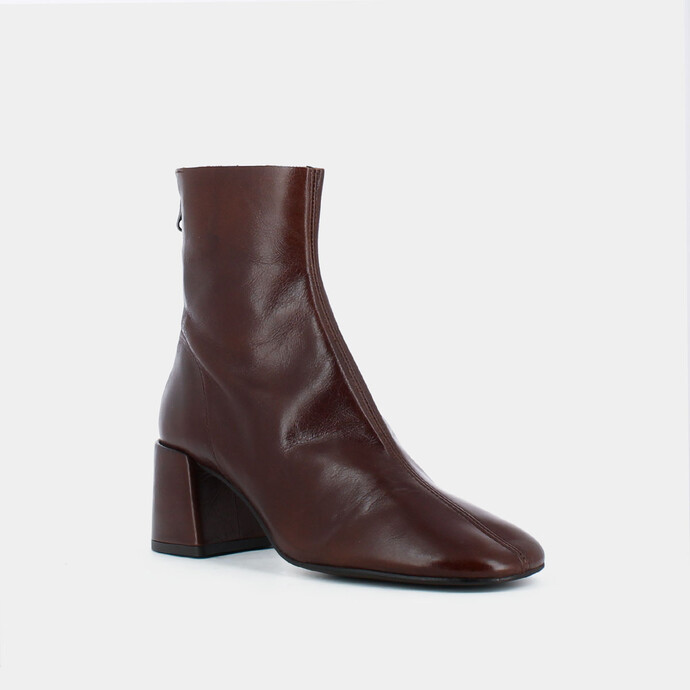 Bottines à talons  en cuir vieilli marron
