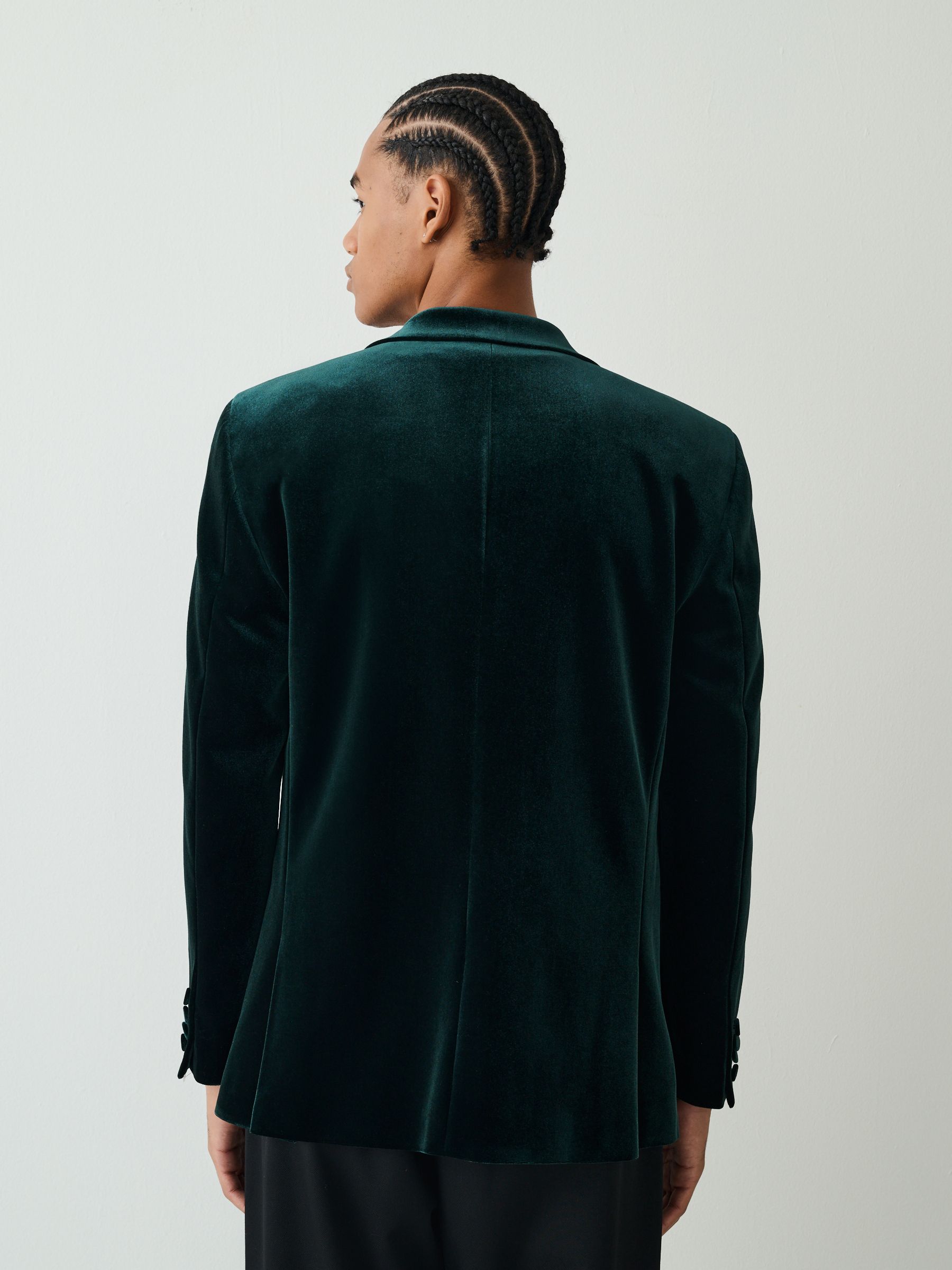 Groen slangenmotief - Embroidered Velvet Blazer