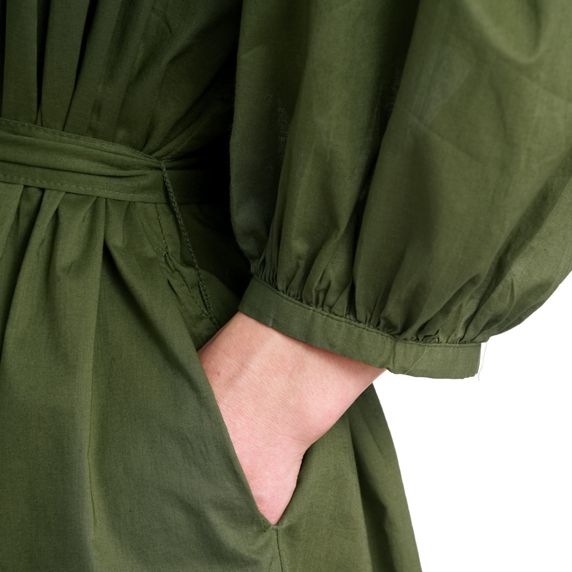 Jonas Nielsen Damen Blusenkleid mit Ballonärmeln oliv