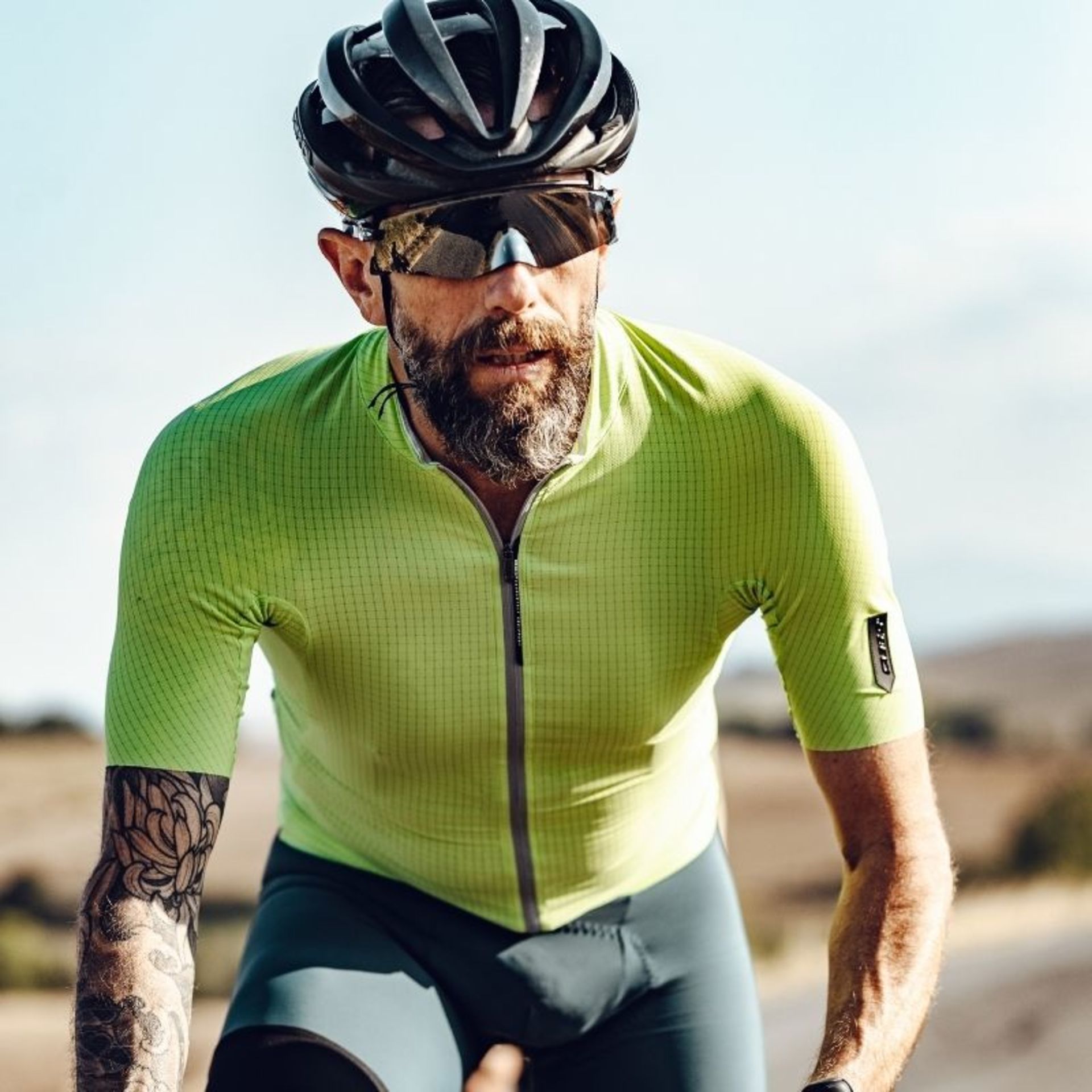 Q36.5 L1 Pinstripe X Fietsshirt Korte Mouwen Limegroen Heren