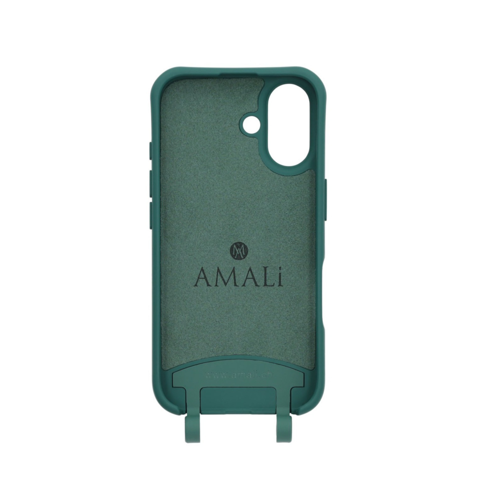 iPhone 16 Handy Hülle Elegantes Case mit abnehmbarem Necklace Adapter - Darkgreen / Gold