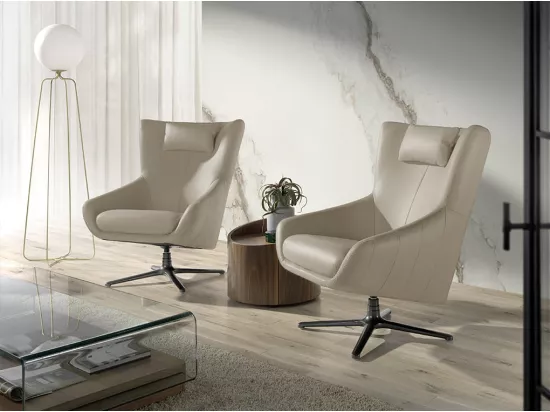 Fauteuil pivotant en cuir gris 5090 ANGEL CERDA