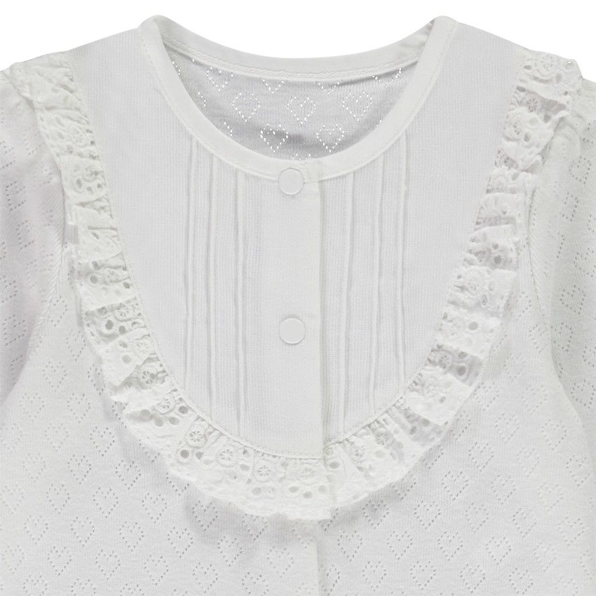 Dors-bien en maille pointelle cœurs pour bébé fille - Blanc