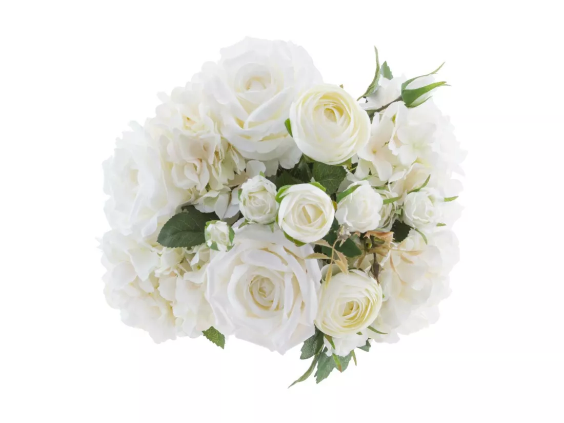 Bouquet de 18 Fleurs artificielles Blanches D. 32 x H. 50 cm