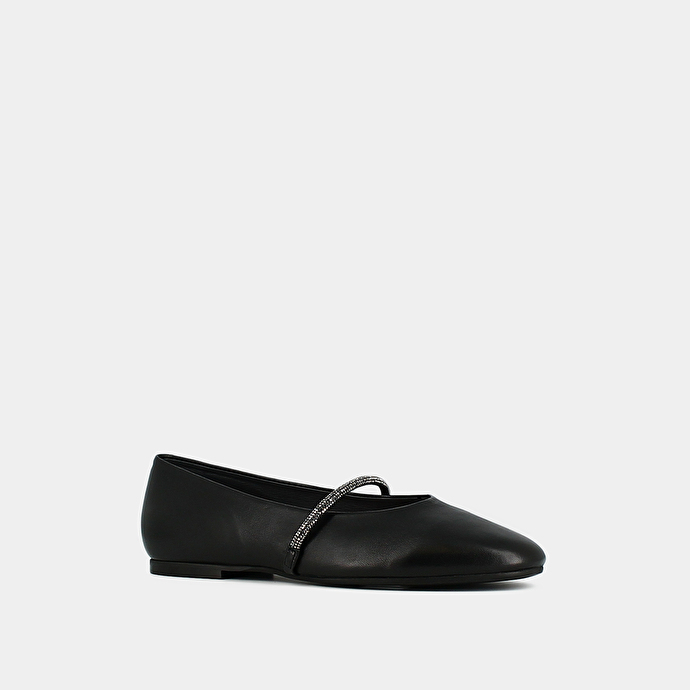 Ballerines à brides  en cuir noir