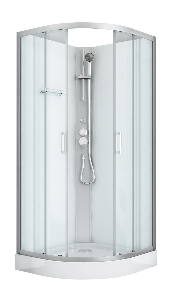 Badstuber Dallas complete douchecabine 90x90x210cm kitvrij kwartrond chroom