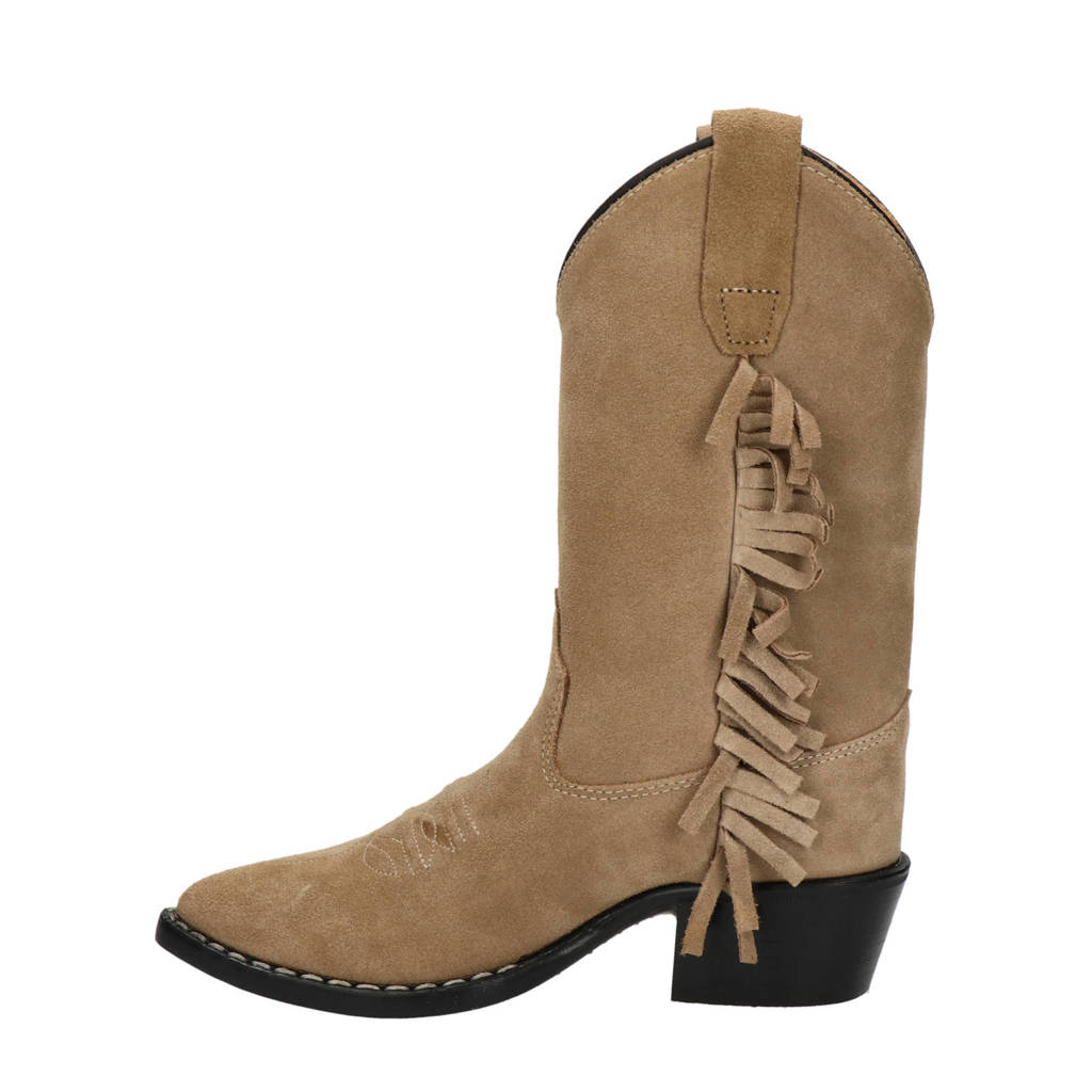 Bootstock suède cowboylaarzen met franjes beige