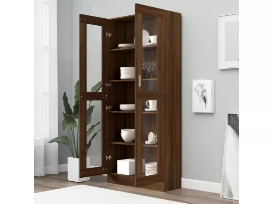 Armoire à vitrine Chêne brun 82,5x30,5x185,5cm Bois ingénierie