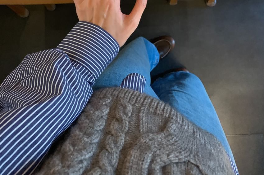 Bakli - Blouse met lange mouwen, opstaande kraag, strepen en knopen