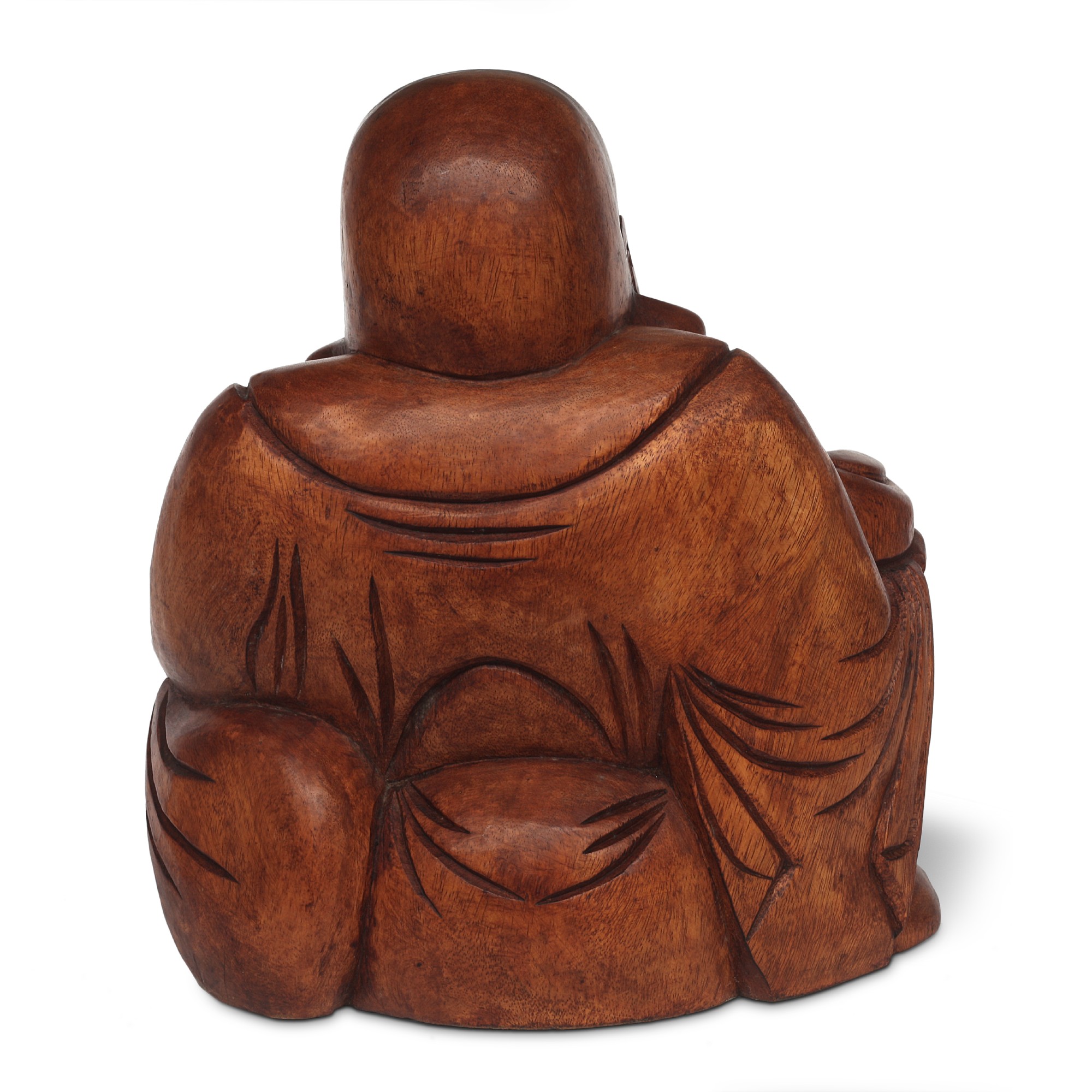 Holz-Statue 'lachender Buddha', H 40 cm, B 39 cm, L 22 cm von fischer's lagerhaus