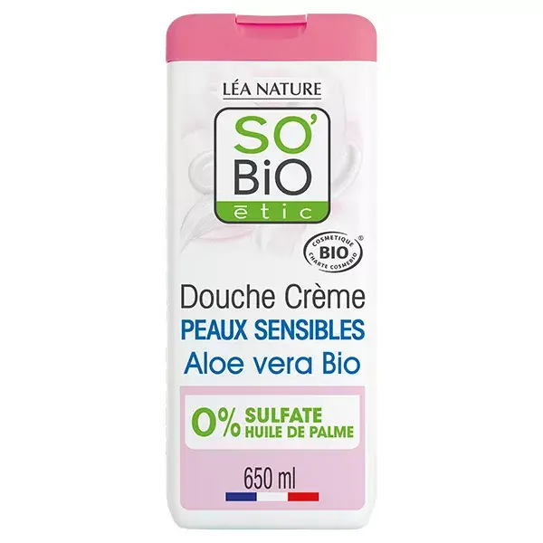 So'Bio Étic Douche Crème Peaux Sensibles Jus d'Aloe Vera Bio 650ml