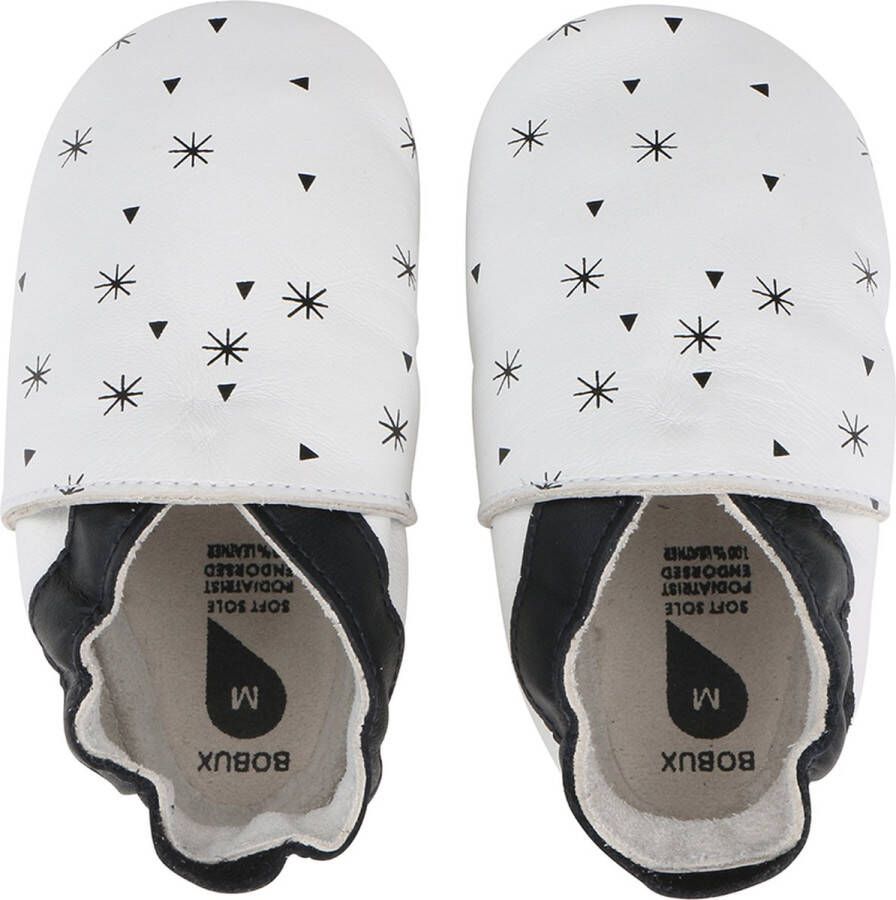 Bobux Soft Soles Snowflakes white Babyslofjes