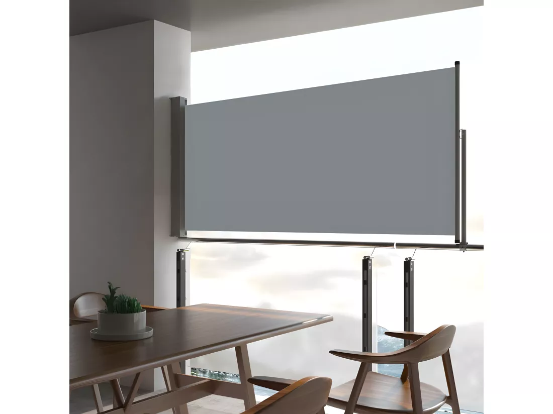 Auvent latéral rétractable de patio 60x300 cm Gris