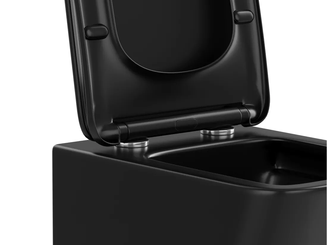 WC suspendu noir mat en céramique sans bride - CLEMONA