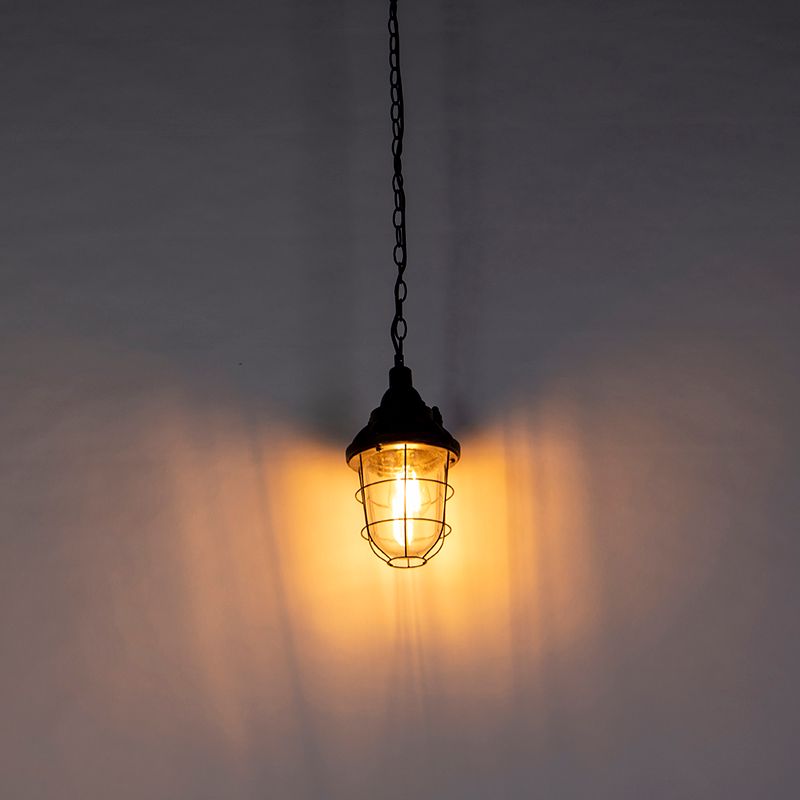 Industriële hanglamp zwart met glas - Cabin