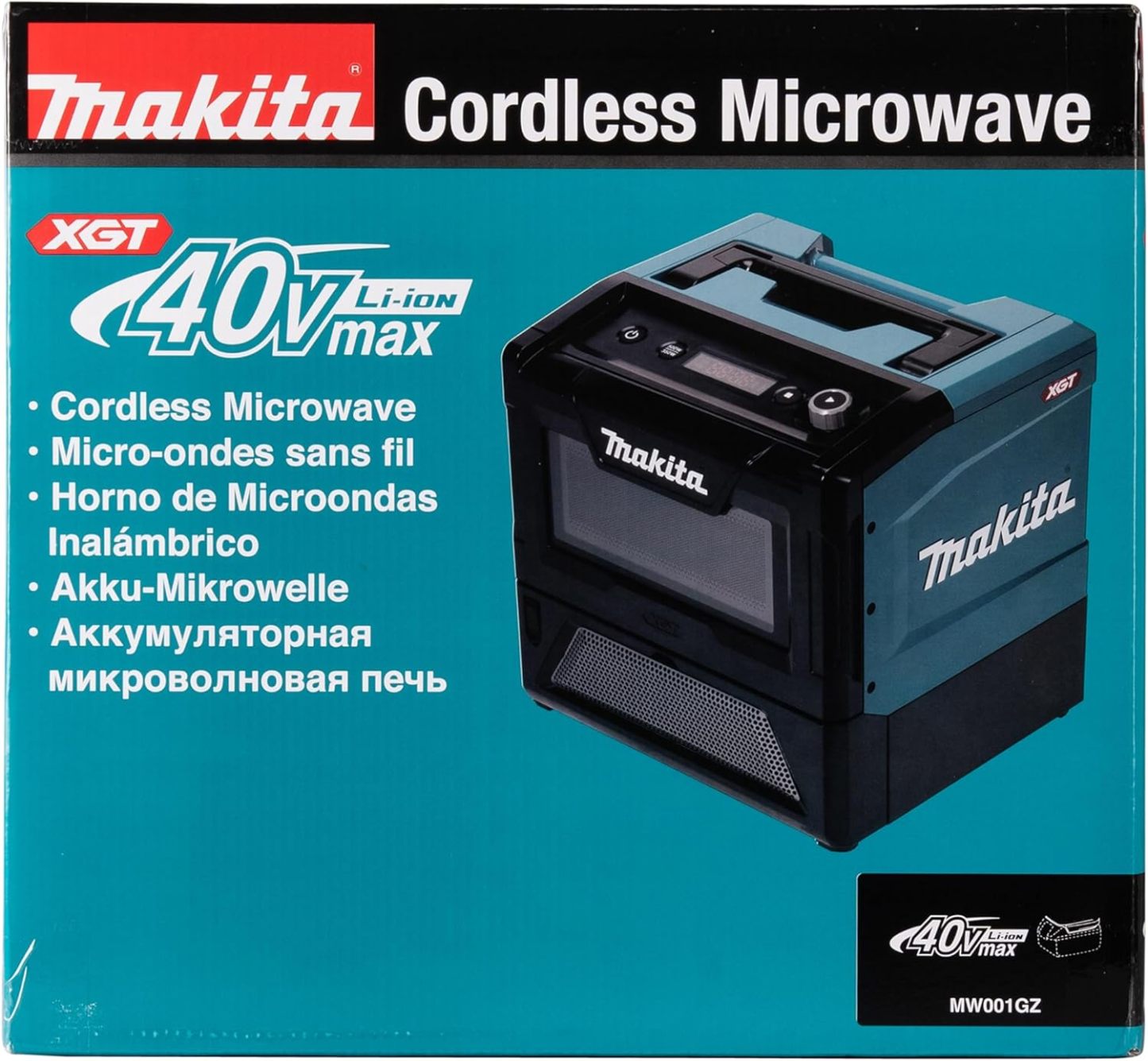 Makita MW001GZ Akku-Mikrowelle 40V max. 350/500 W, 8 l (ohne Akku, ohne Ladegerät)