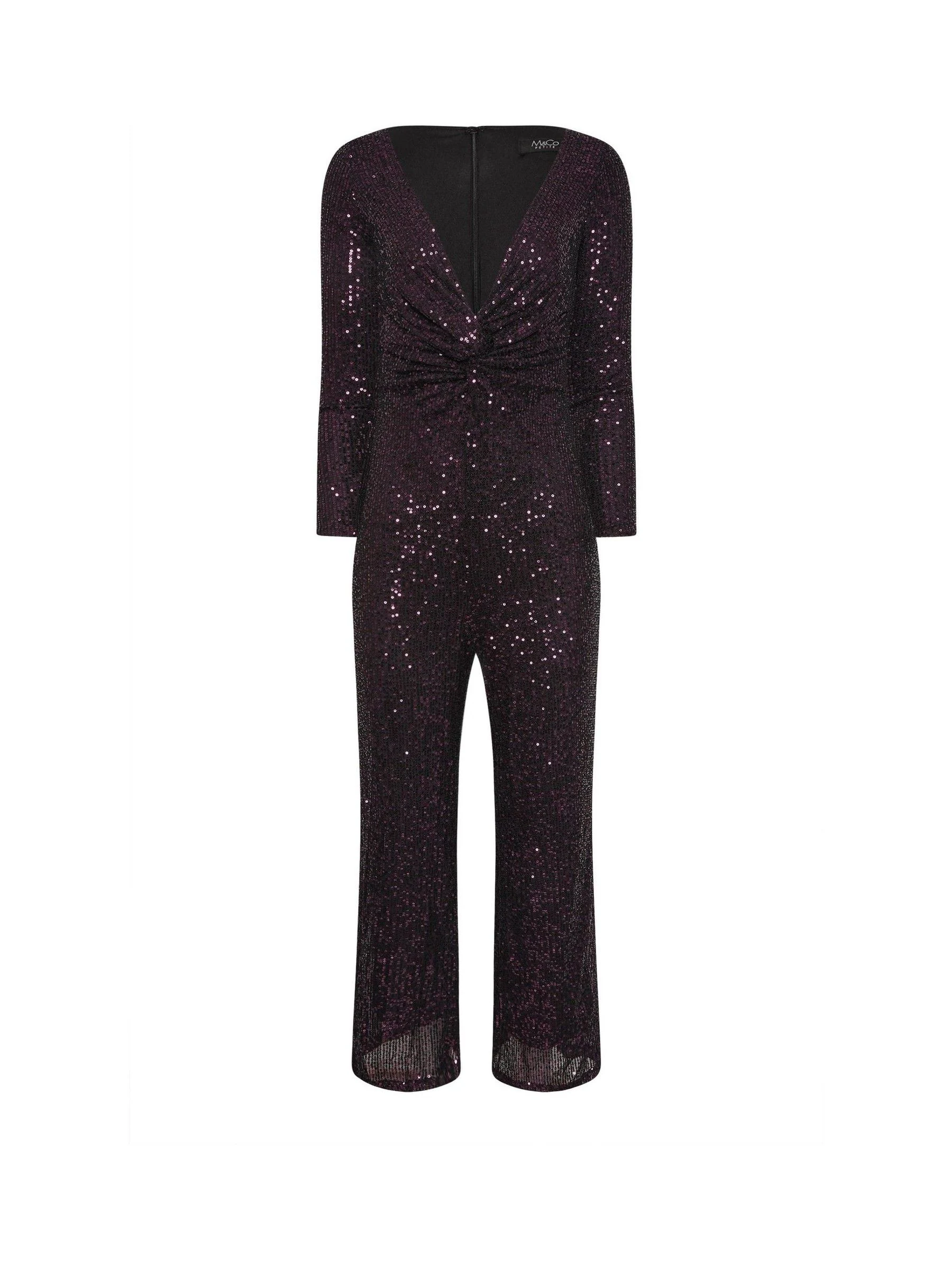M&Co Petite Sequin Knot Jumpsuit
