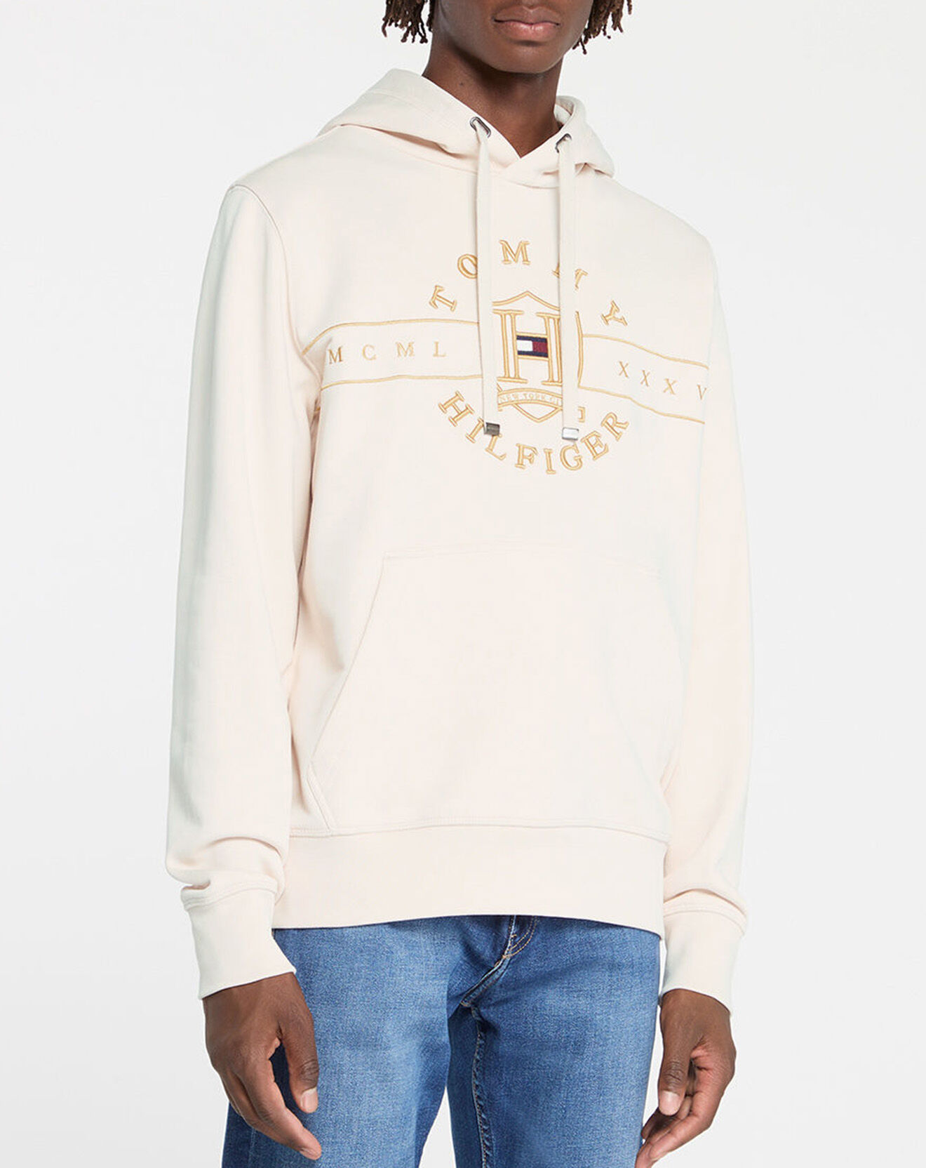 Tommy Hilfiger Sweat à capuche Icon Roundall écru