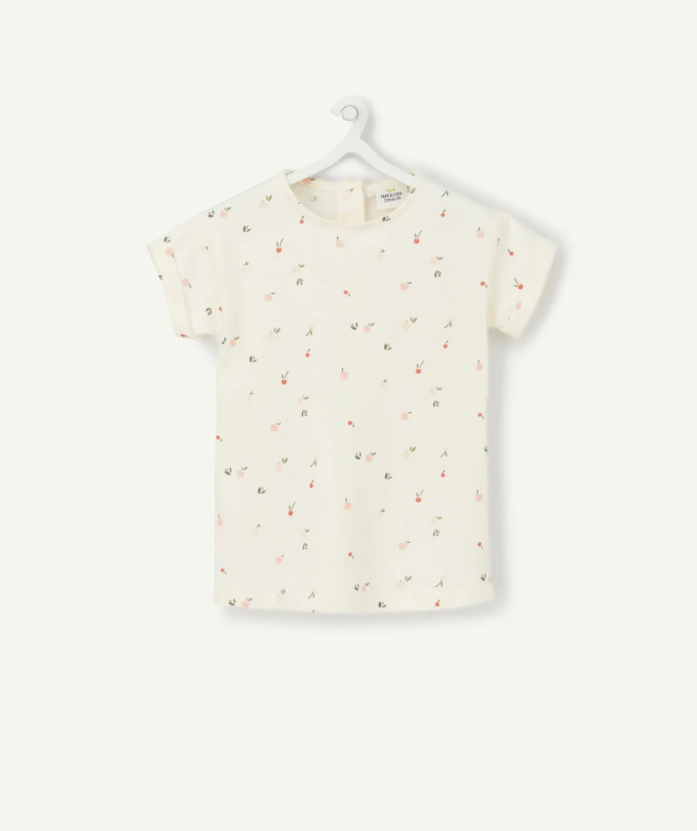 T-SHIRT ÉCRU BÉBÉ FILLE EN COTON BIOLOGIQUE IMPRIMÉ FRUITS