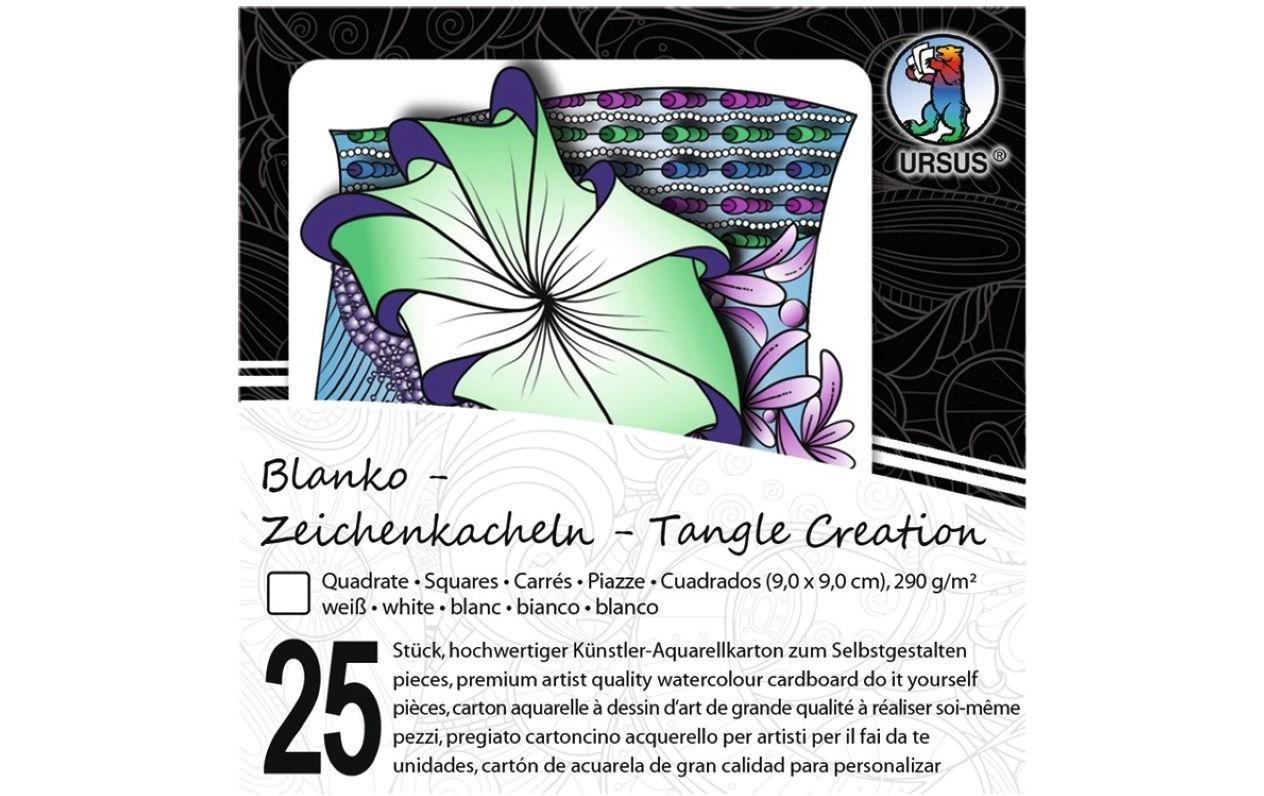 Aquarellblock Kacheln, 9 x 9 cm, Weiss, 25 StückZeichenkacheln im quadratischen Format aus besonders starkem Karton