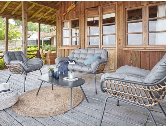 HESPERIDE - Salon extérieur Salon de jardin en aluminium paopao graphite - 4 places