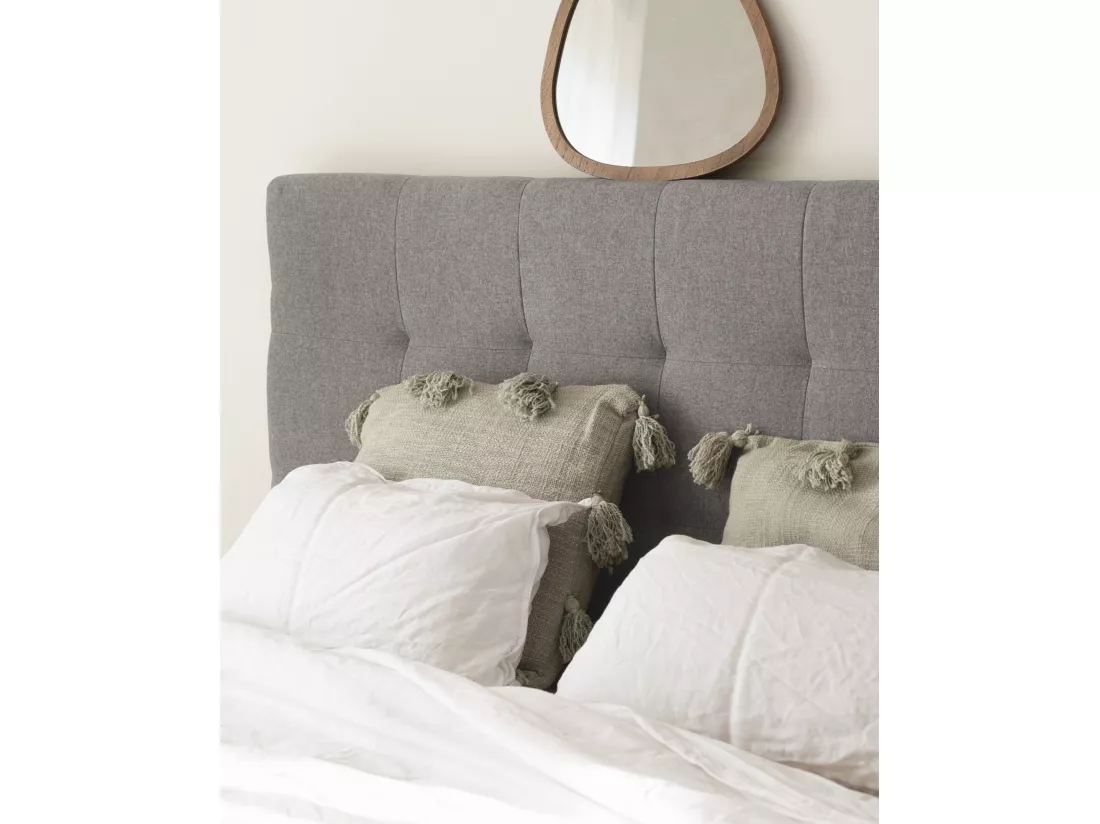 Tête de lit polyester capitonnée grise 180x80cm - ALAN - DECOWOOD