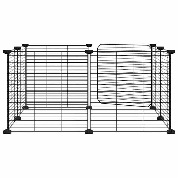 vidaXL Dyrebur 8 paneler med dør svart 35x35 cm stål