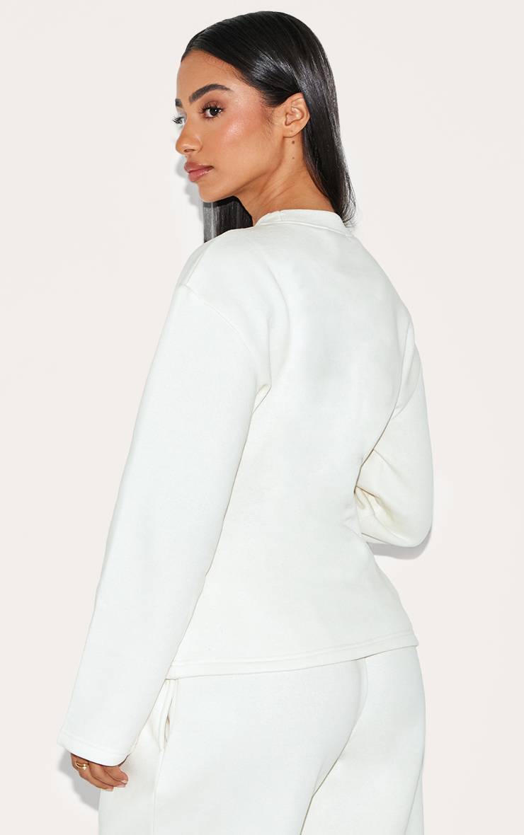 Crème Sweat-shirt Petite À Manches Longues Avec Taille Cintrée