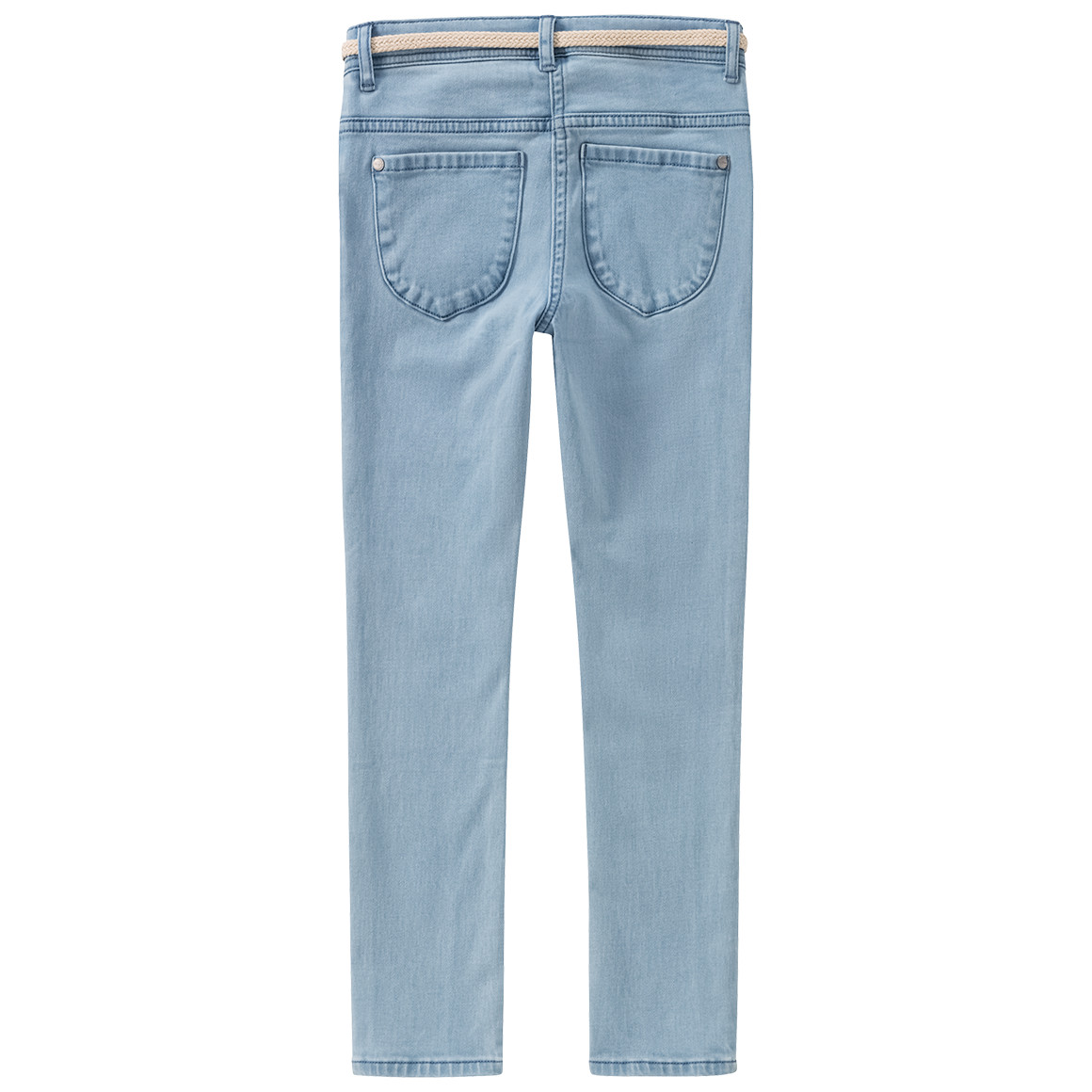Topolino Mädchen Skinny-Jeans mit Flechtgürtel hellblau