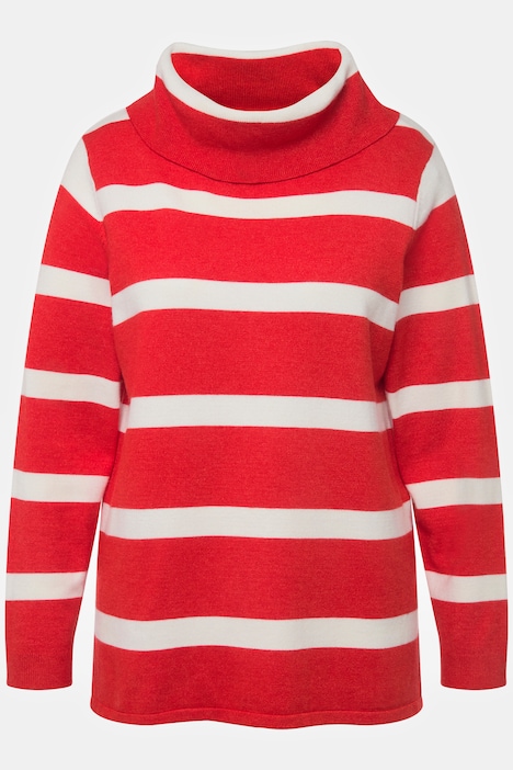 Rollkragen-Pullover, Ringel, kurz, Langarm