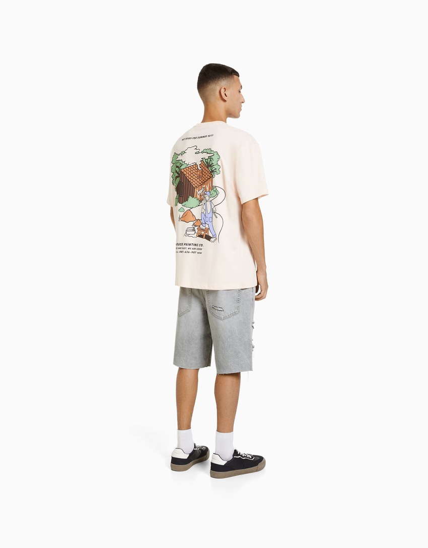 Bermuda jeans rasgada de corte justo