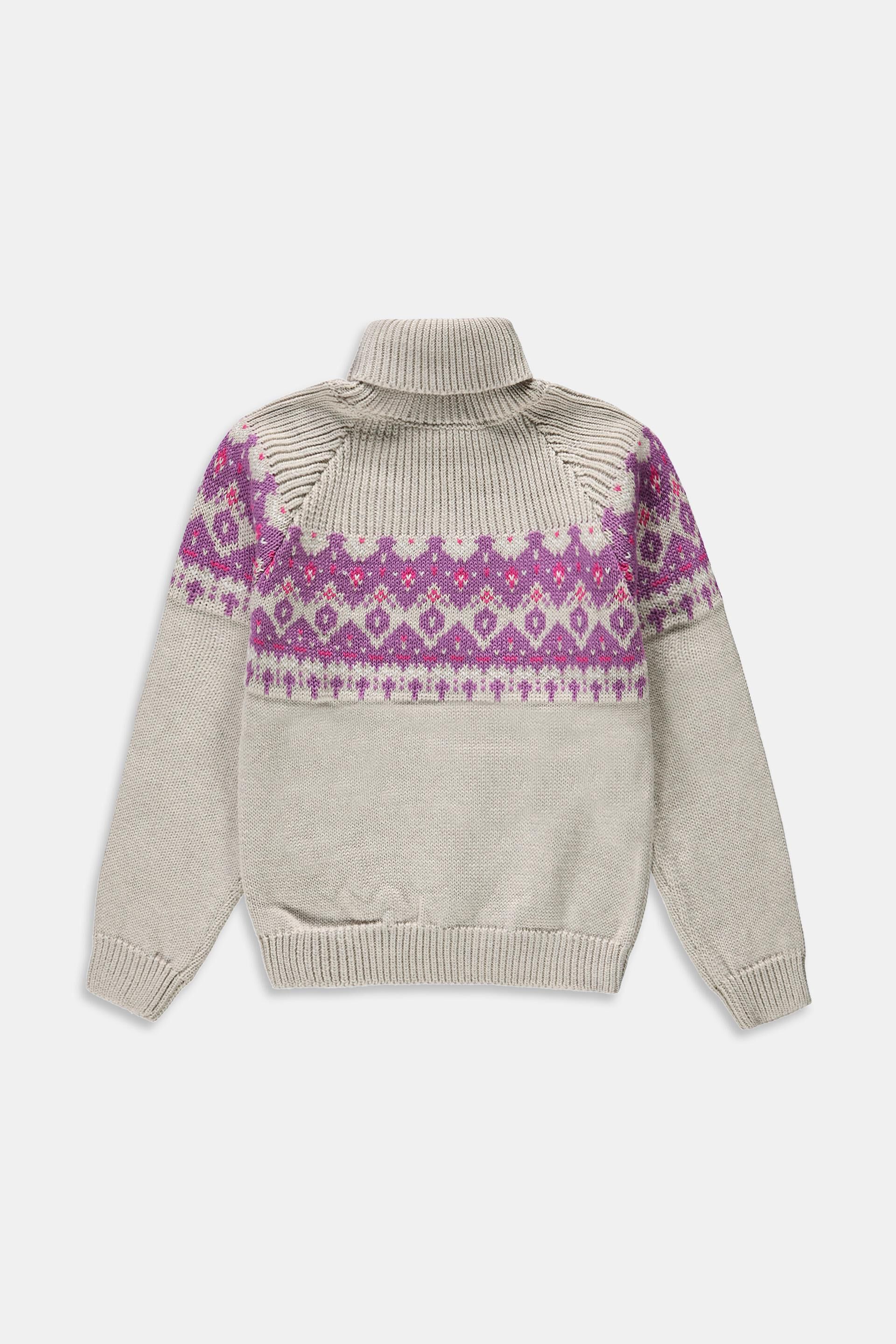 Pull-over à col roulé et motif scandinave