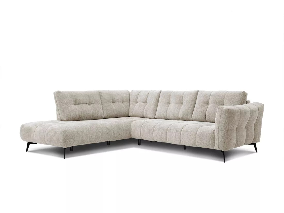 Canapé d'angle gauche 5 places tissu beige