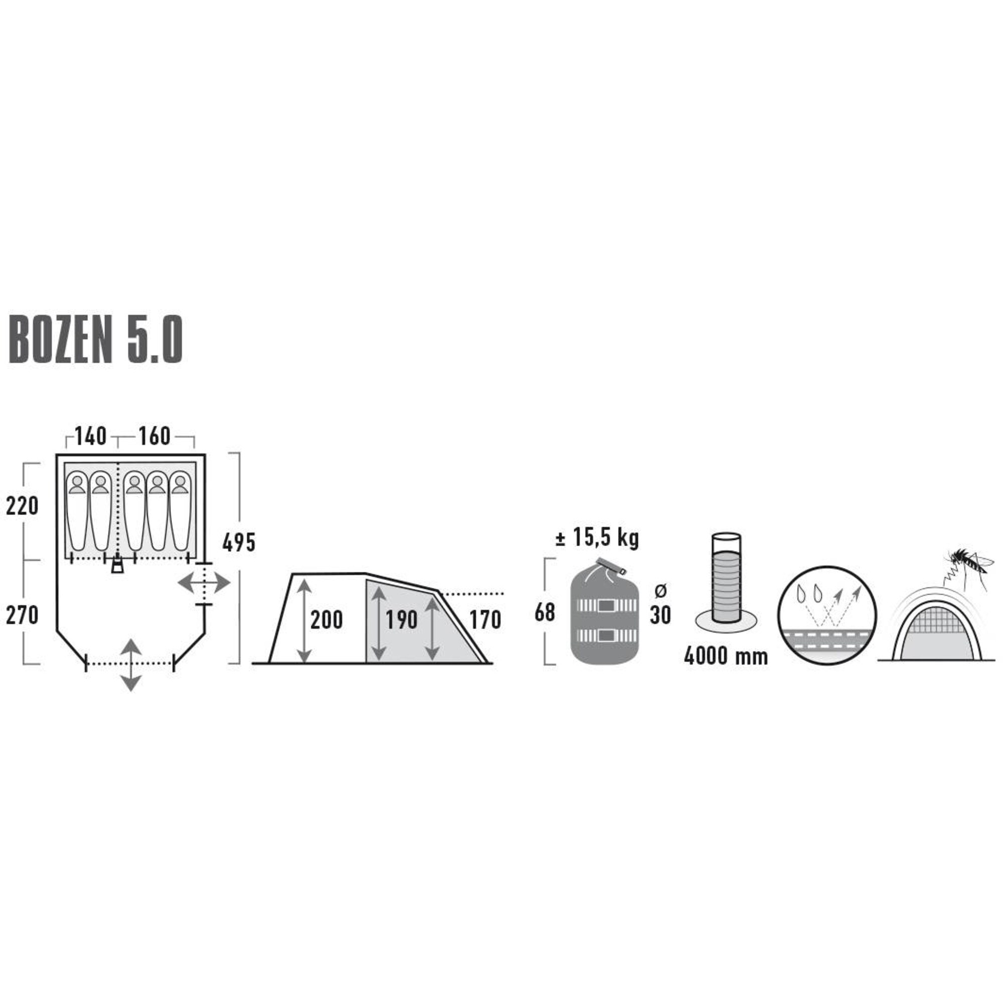 High Peak Zelt Familien-Tunnelzelt Bozen 5.0