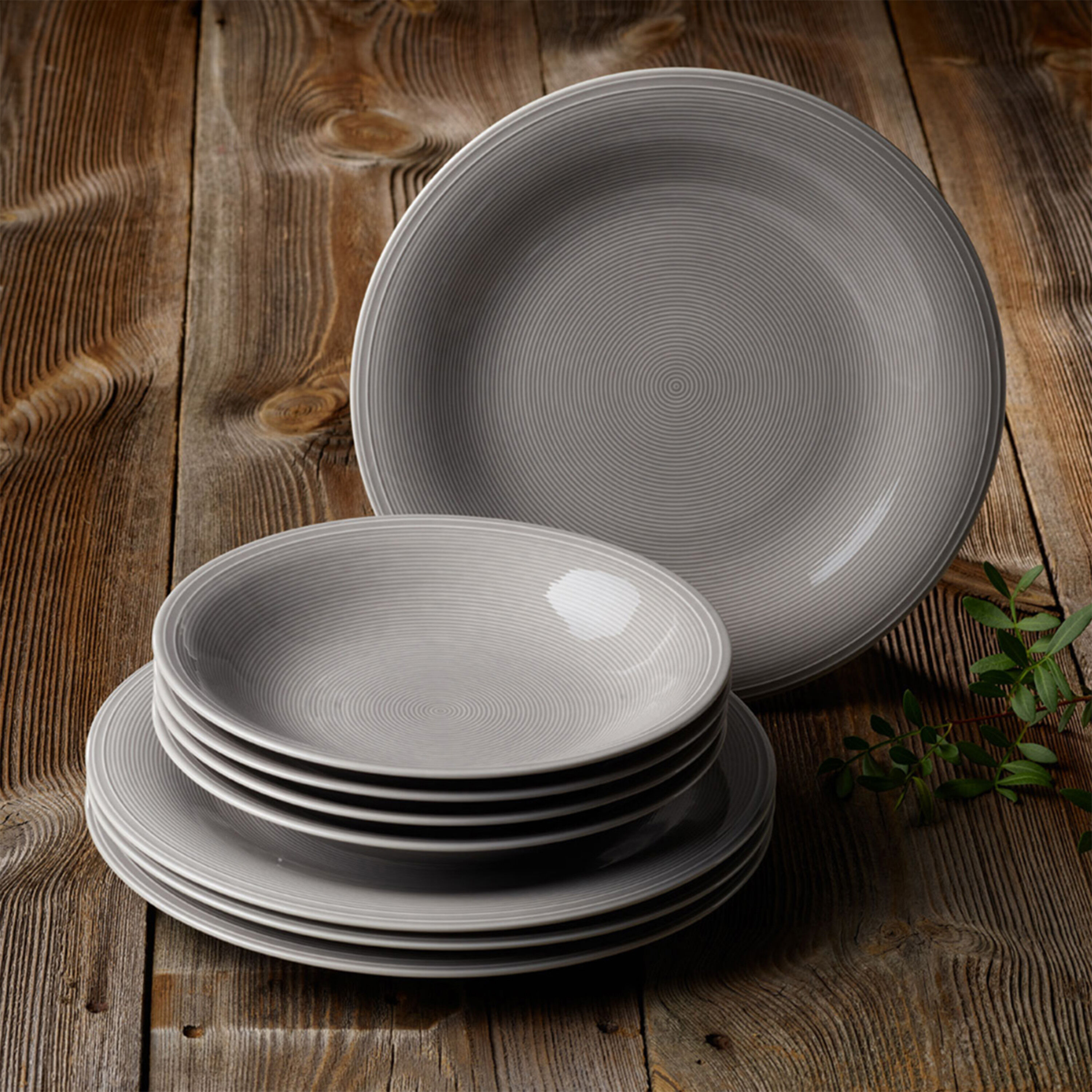 Color Loop Appetizer and dessert plate Grey, 8.4'', Premium Porcelain