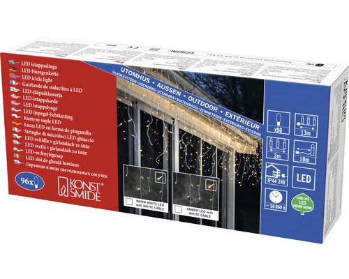 IJspegel lichtgordijn Konstsmide 96 LED's Amberkleurige lichtkleur
