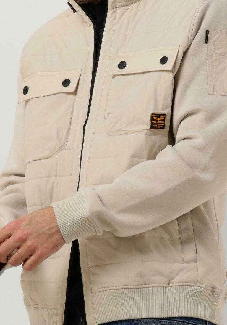 PME LEGEND beige pme legend jack zip jacket sweat mixed padded