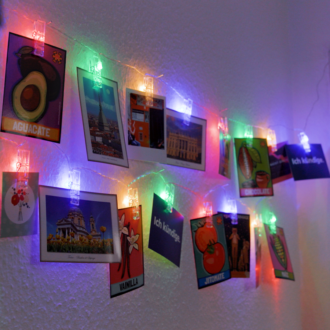 (3m) 20 LED's Deko Lichterkette Foto Clip Beleuchtung mit Klammern (Batteriebetrieben) - Bunt