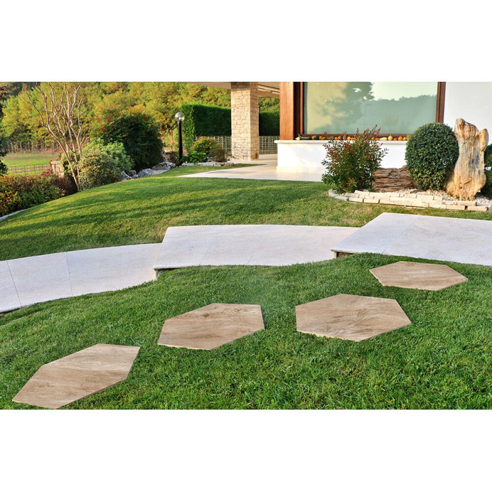 MARKSTEIN HEKSAGON FORESTA CHIARO TRESTRUKTUR BRUN 600X520X20 MM