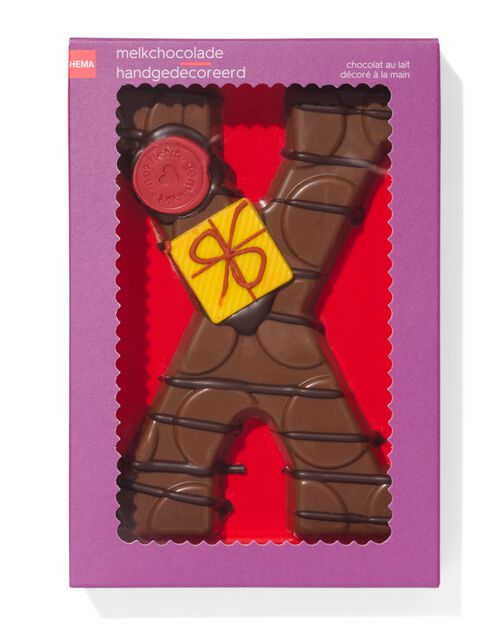 lettre X en chocolat au lait décorée à la main 200g