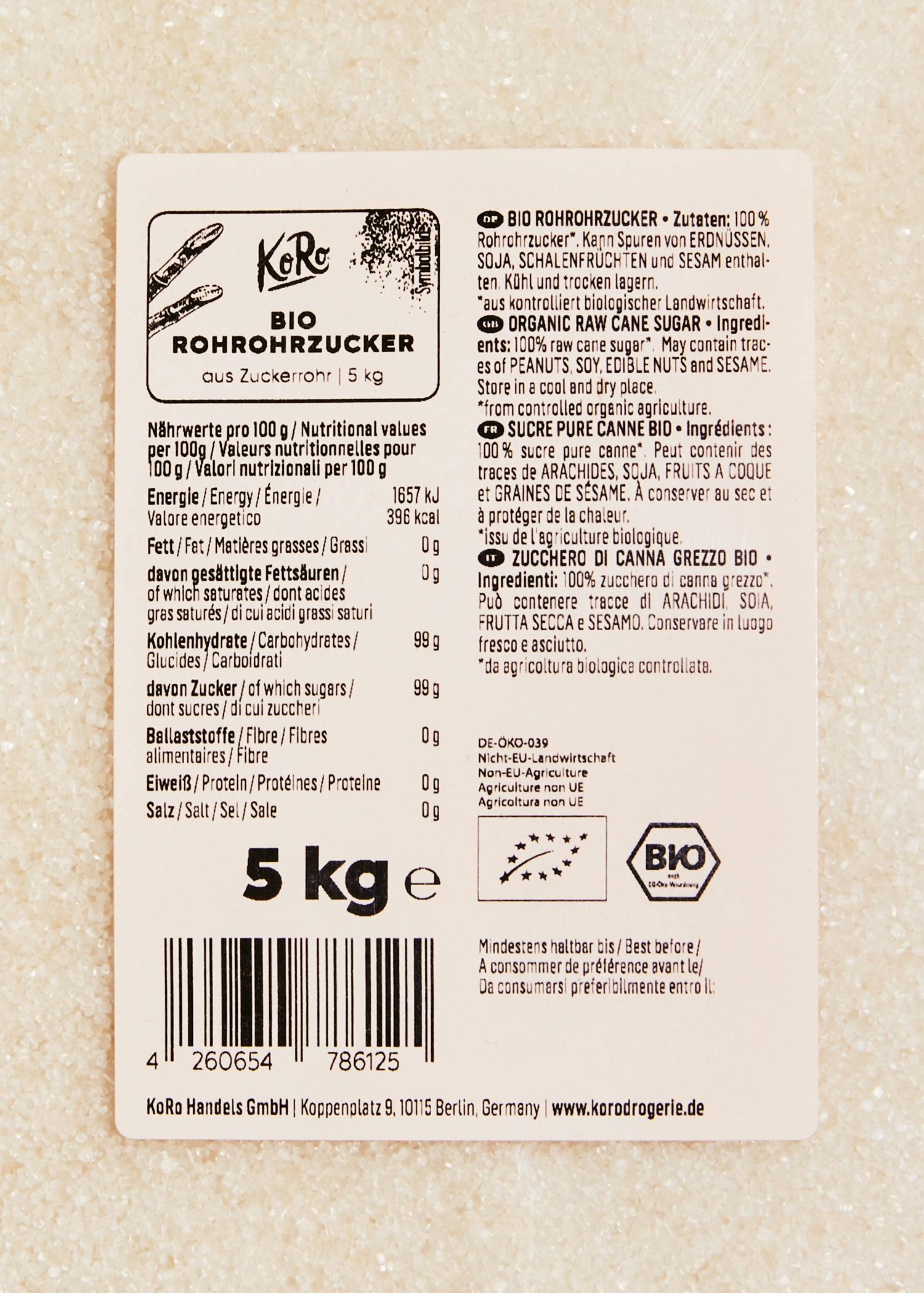Bio Rohrohrzucker 5 kg