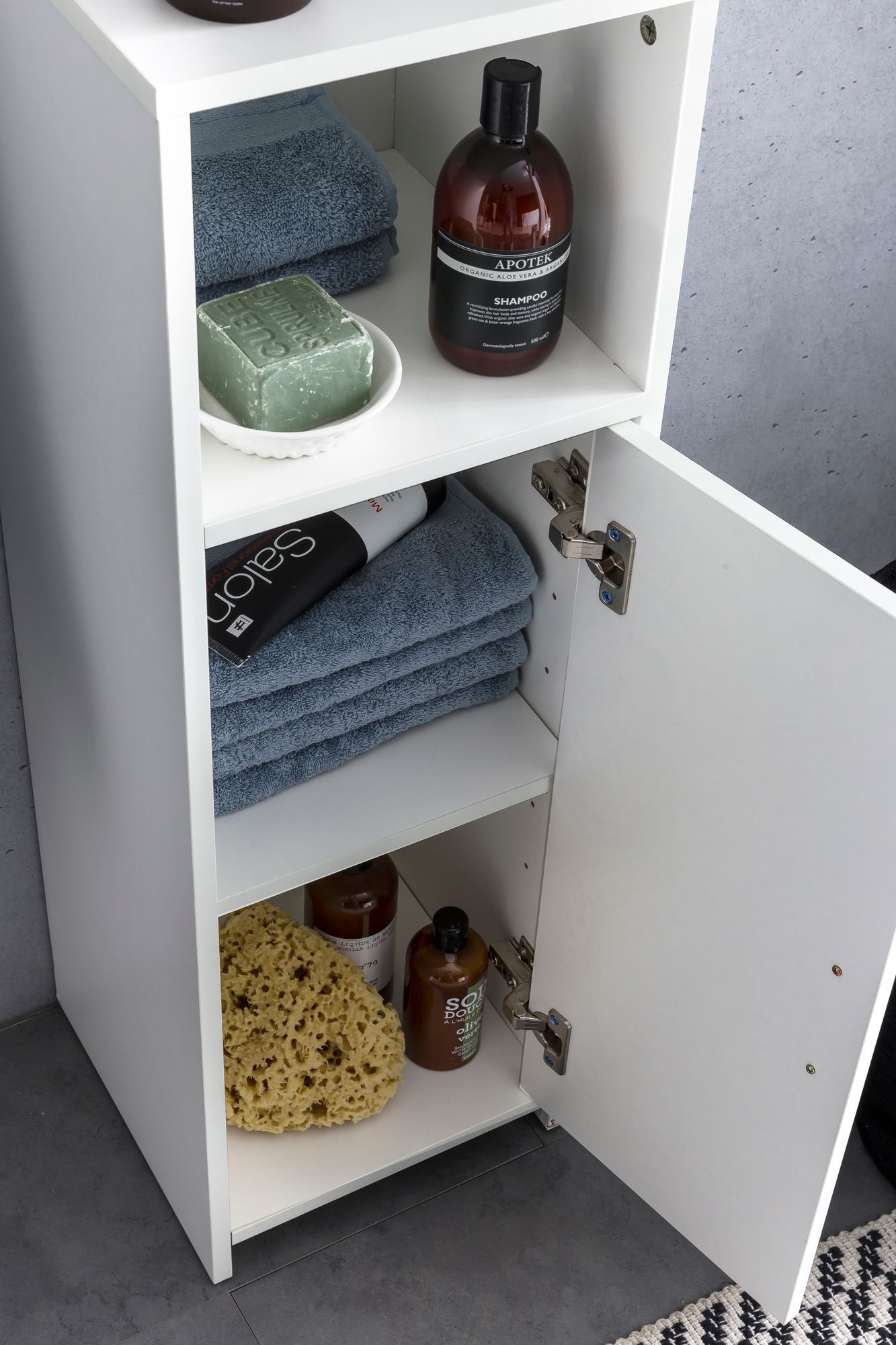FinBuy Badschrank Spanplatte Beistellschrank Badregal Weiß Schmal Freistehend