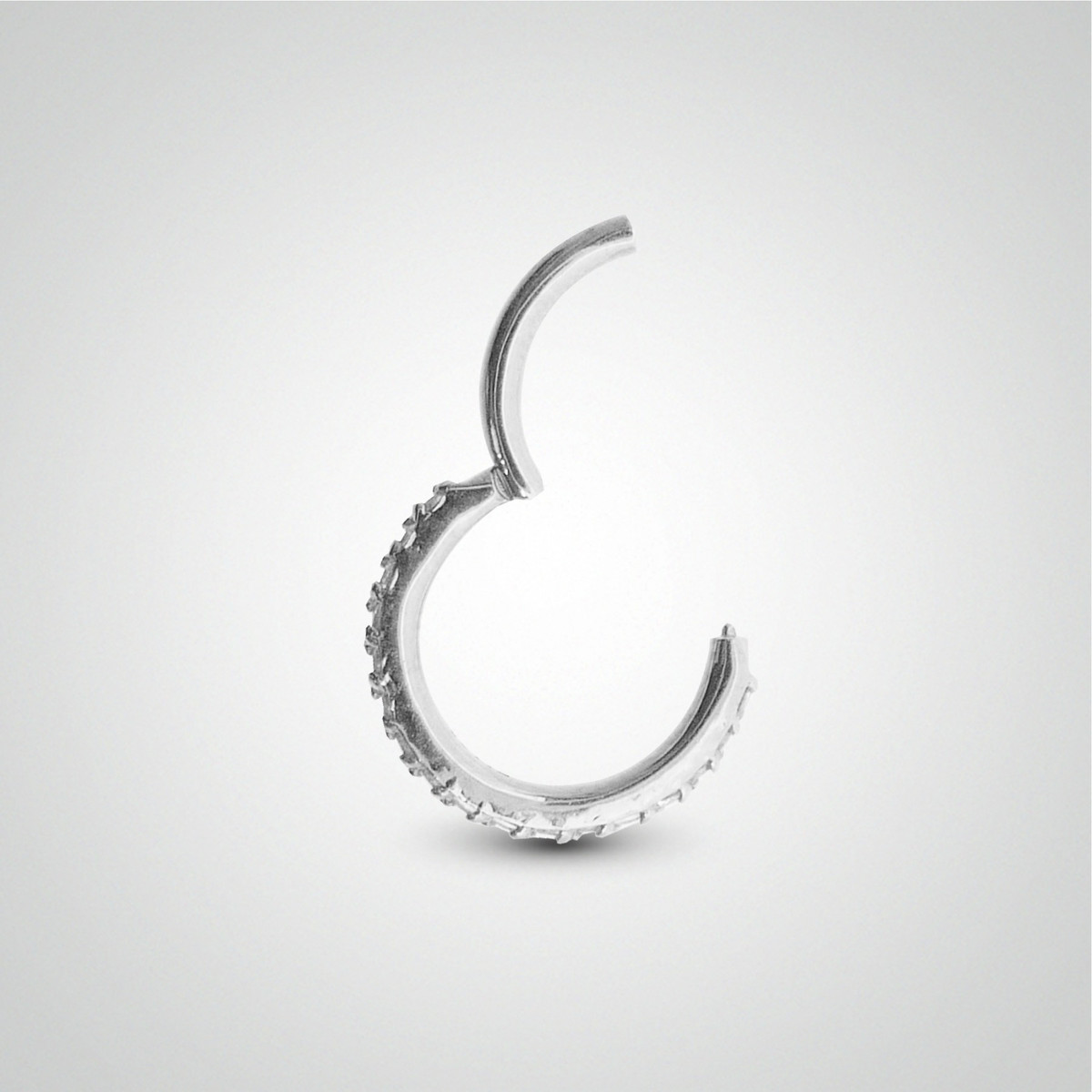 Anneau clicker or blanc et cristaux de Swarovski pour lobe